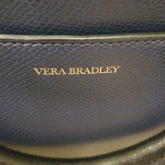 VERA BRADLEY Navy with Black Leather Morgan Satchel - Picture 7 of 7